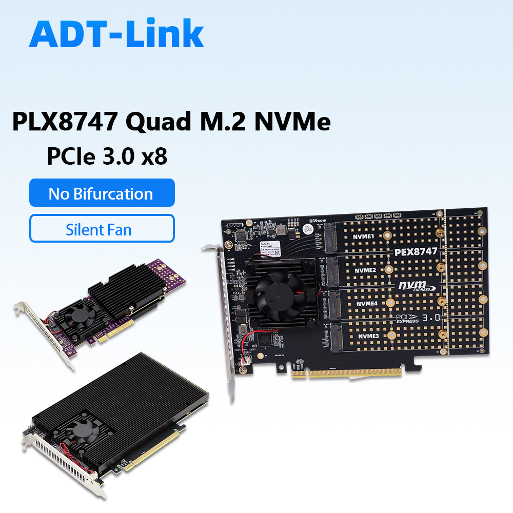 PLX8747 Dörtlü M.2 NVMe PCIe 3 - Quad M.2 Nvme Pcie Bifurcation Card incelemesi ve fiyatı